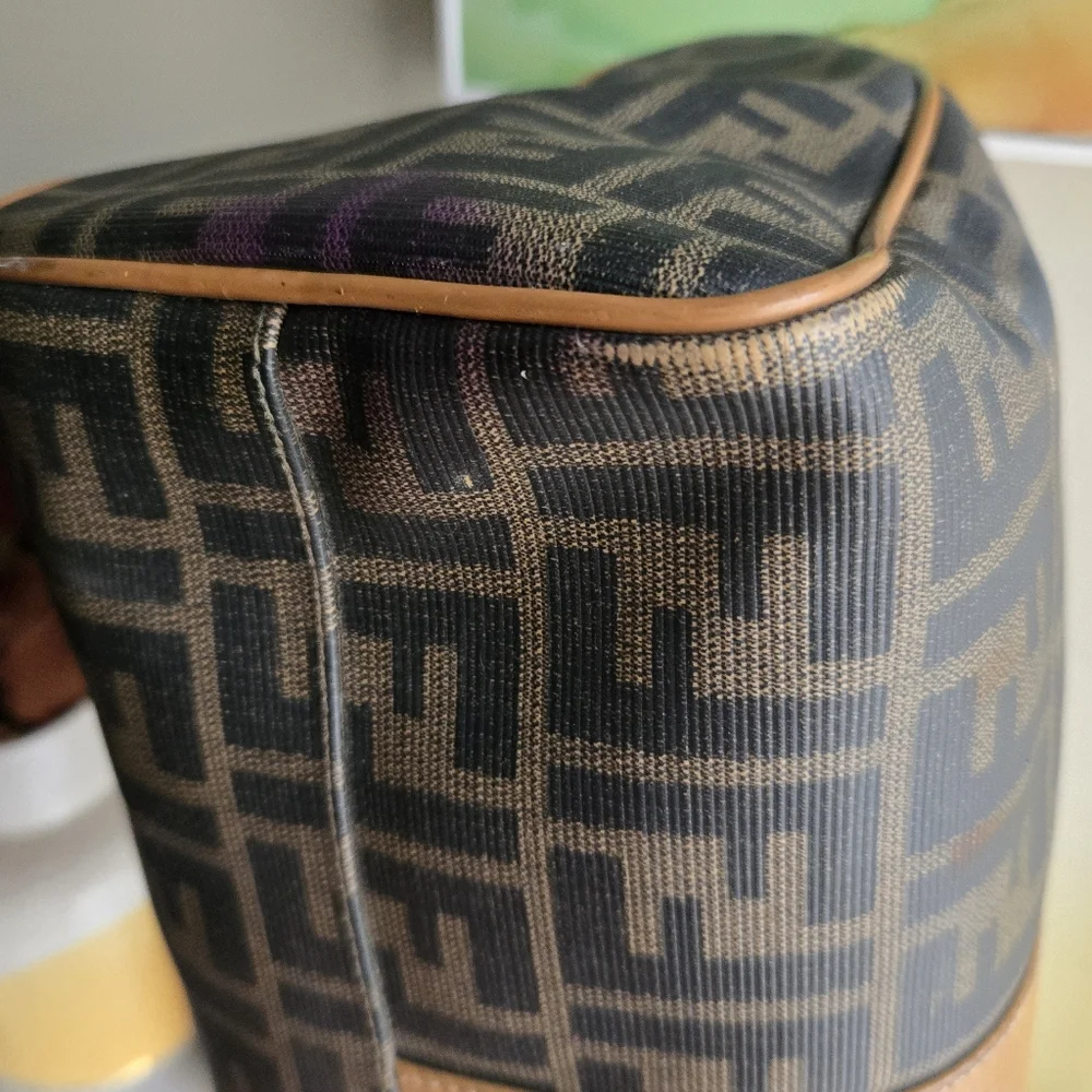 ⛔️SOLD⛔️Vintage Fendi Zucca Brown Monogram Canvas Top Handle Boston Bag - Picture 12 of 16